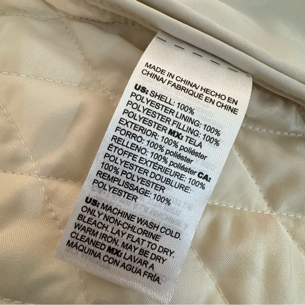 Chico’s Quilted Mid-Length Barn Jacket Natural Cream L(12) - Picture 12 of 15